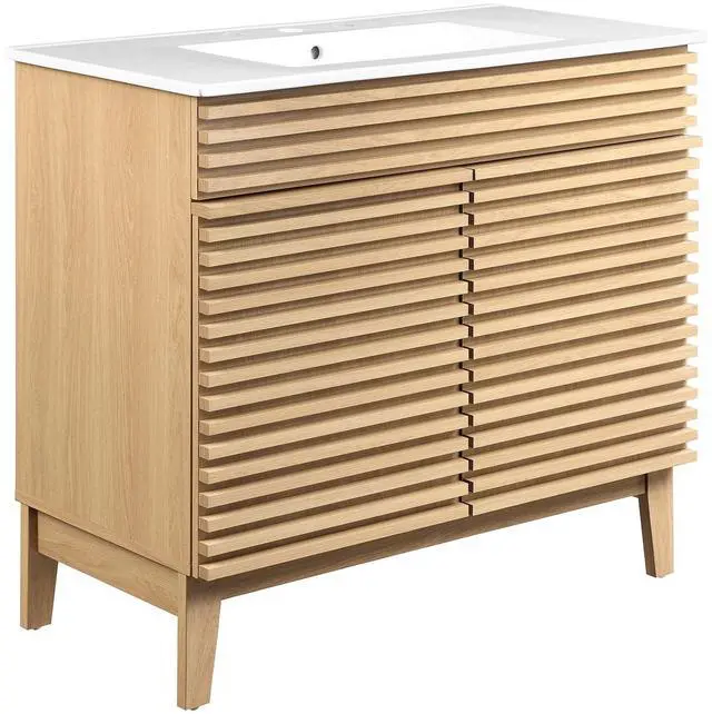 Main image of Render 36" Bathroom Vanity Oak White EEI-4437-OAK-WHI
