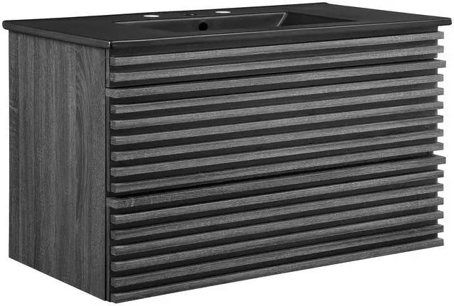 Main image of Render 36" Wall-Mount Bathroom Vanity Charcoal Black EEI-5395-CHA-BLK