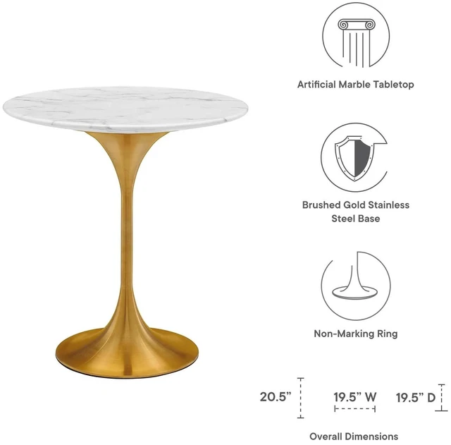 Alt view image 10 of 12 - Lippa 20" Round Artificial Marble Side Table