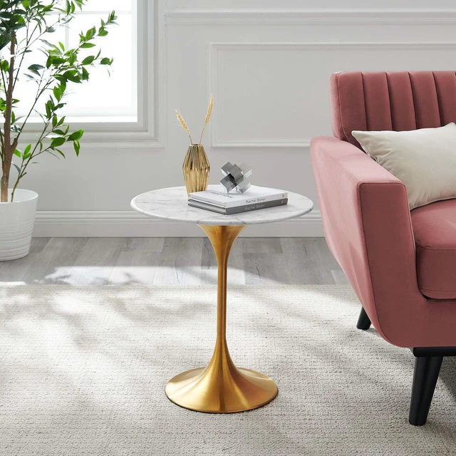 Alt view image 12 of 12 - Lippa 20" Round Artificial Marble Side Table