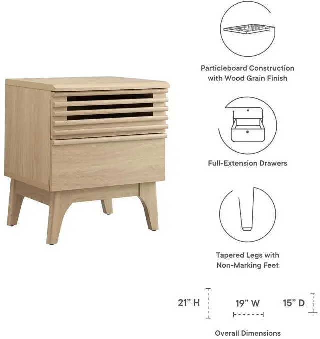 Alt view image 5 of 7 - Render Nightstand Oak MOD-7071-OAK