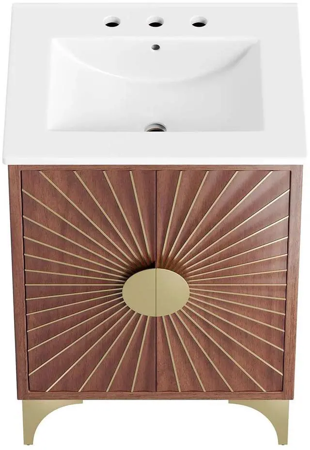 Alt view image 3 of 7 - Daylight 24" Bathroom Vanity White Walnut EEI-6290-WHI-WAL