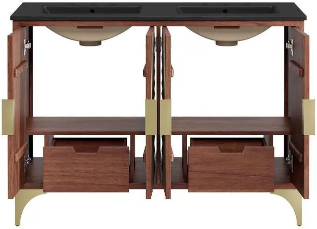 Alt view image 5 of 7 - Daylight 48" Double Sink Bathroom Vanity Black Walnut EEI-6308-BLK-WAL