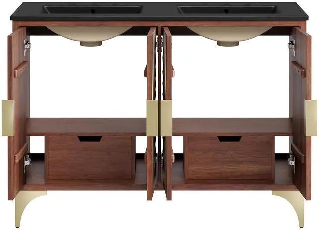 Alt view image 6 of 7 - Daylight 48" Double Sink Bathroom Vanity Black Walnut EEI-6308-BLK-WAL
