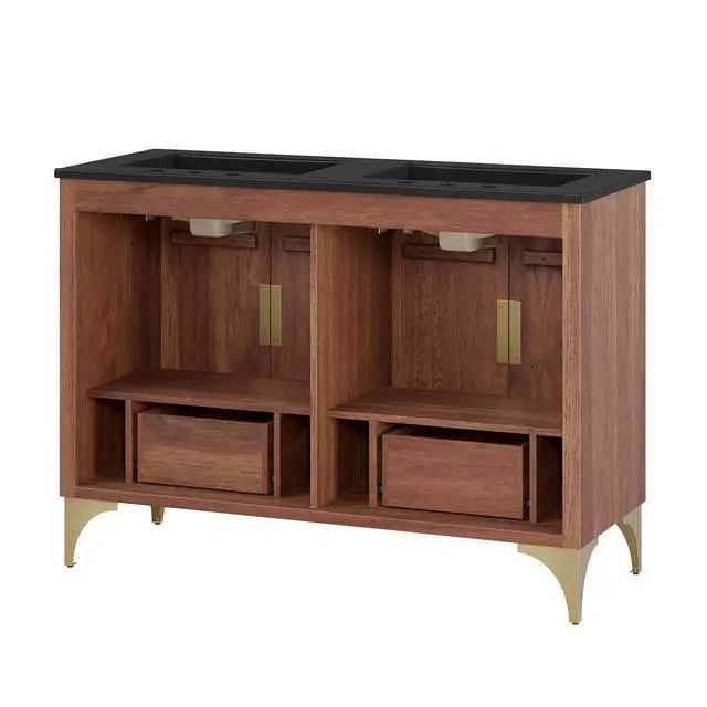 Alt view image 4 of 7 - Daylight 48" Double Sink Bathroom Vanity Black Walnut EEI-6308-BLK-WAL