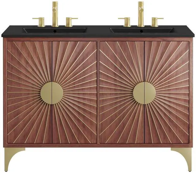 Alt view image 7 of 7 - Daylight 48" Double Sink Bathroom Vanity Black Walnut EEI-6308-BLK-WAL