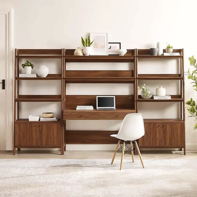 Alt view image 4 of 5 - Bixby 3-Piece Wood Office Desk and Bookshelf
