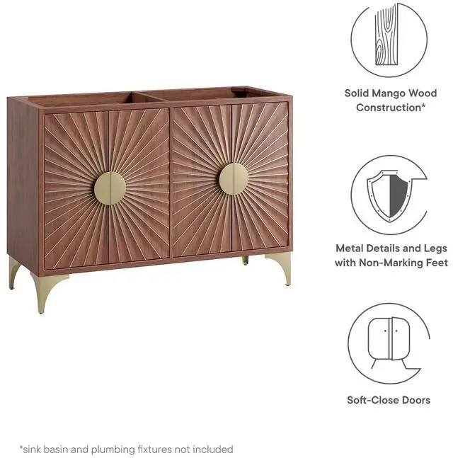 Alt view image 7 of 7 - Daylight 48" Double Sink Compatible (Not Included) Bathroom Vanity Cabinet Walnut EEI-6169-WAL