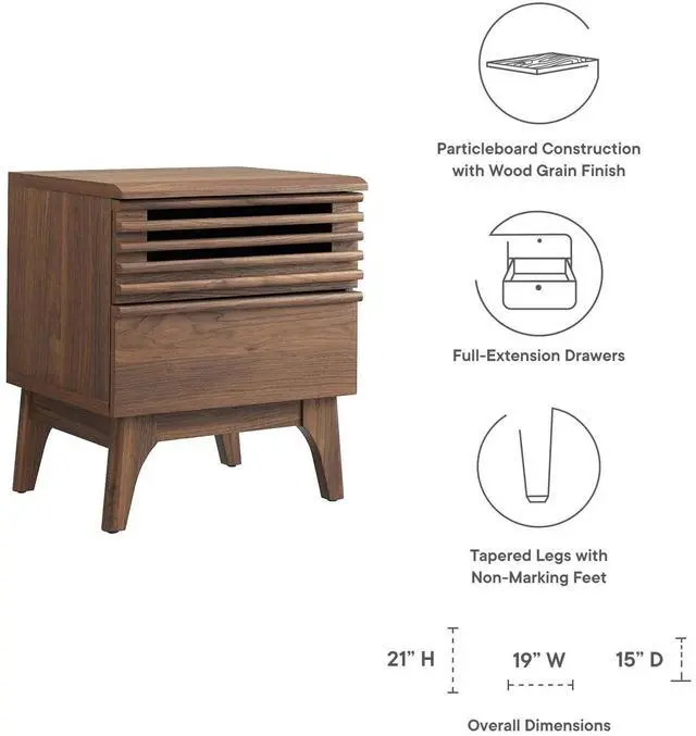 Alt view image 5 of 7 - Render Nightstand Walnut MOD-7071-WAL