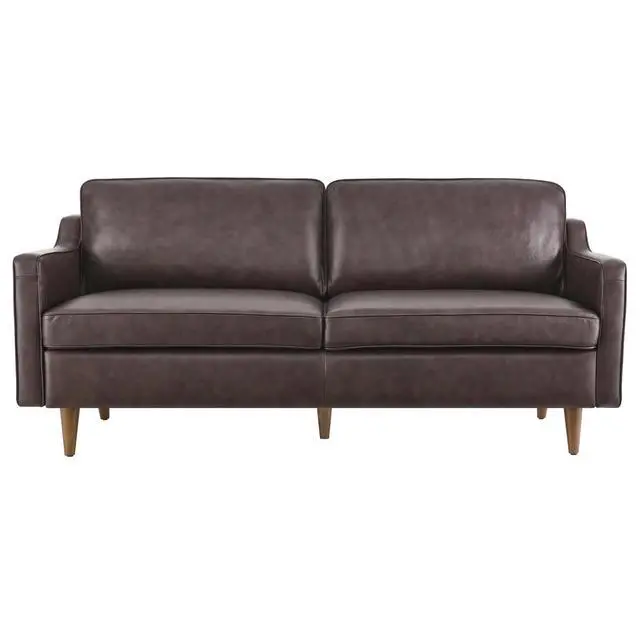 Alt view image 6 of 7 - Impart Genuine Leather Sofa Brown EEI-5553-BRN