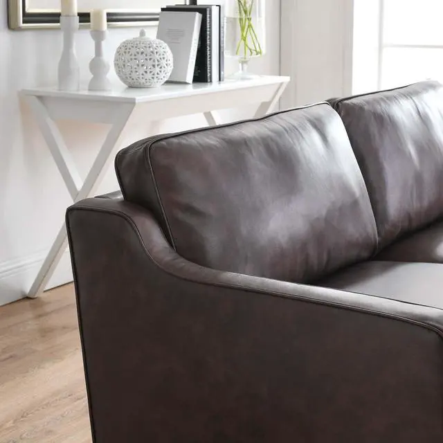 Alt view image 7 of 7 - Impart Genuine Leather Sofa Brown EEI-5553-BRN