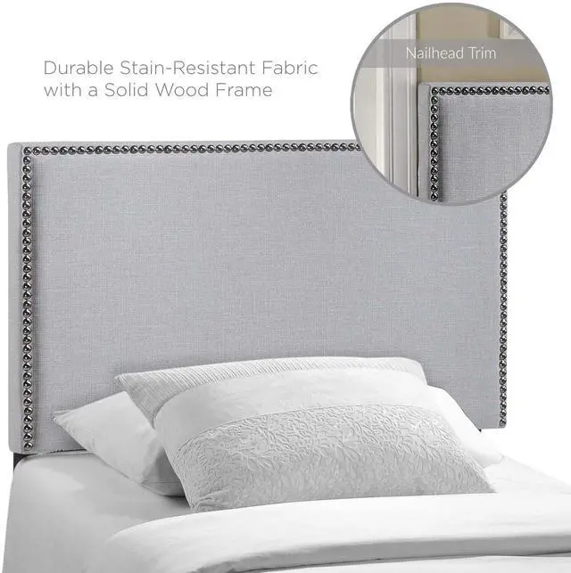 Alt view image 5 of 7 - Region Nailhead Twin Upholstered Headboard Sky Gray MOD-5218-GRY