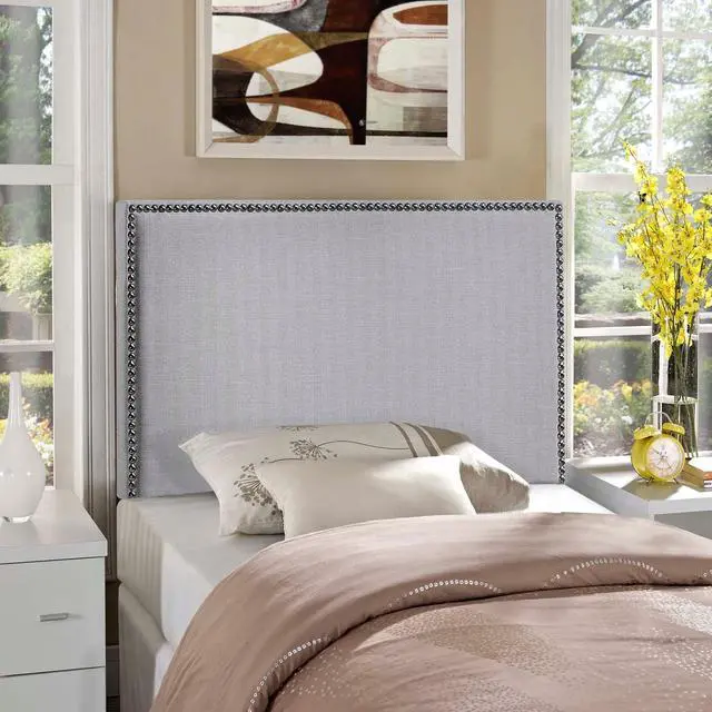Alt view image 7 of 7 - Region Nailhead Twin Upholstered Headboard Sky Gray MOD-5218-GRY