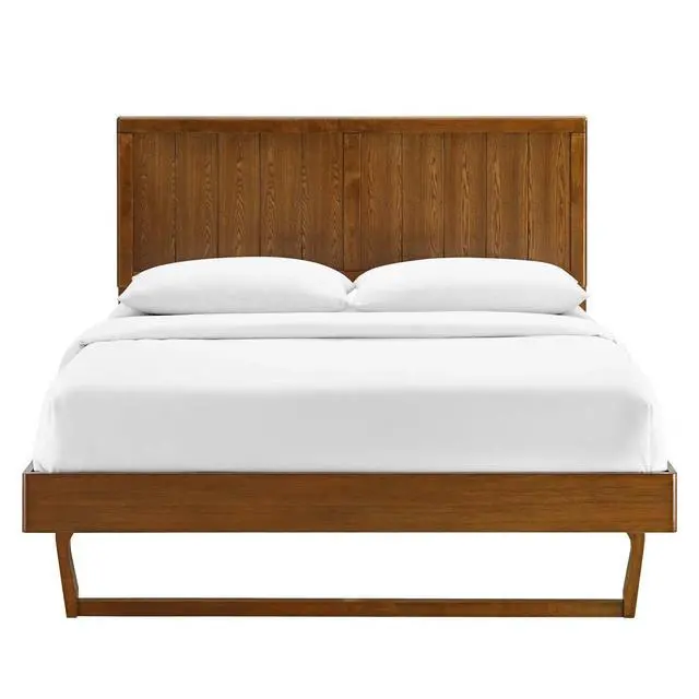 Alt view image 4 of 7 - Alana Twin Wood Platform Bed With Angular Frame Walnut MOD-6618-WAL