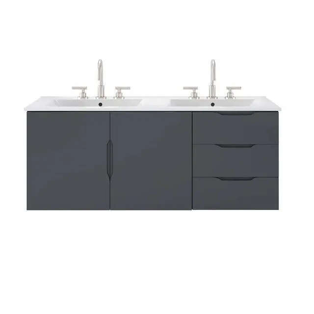 Alt view image 6 of 7 - Vitality 48" Double Sink Bathroom Vanity Gray White EEI-5785-GRY-WHI
