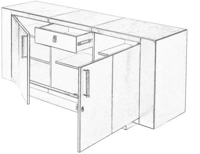Alt view image 5 of 5 - Francois Silver Leather 70.5" Buffet Sideboard in Silver 3736435