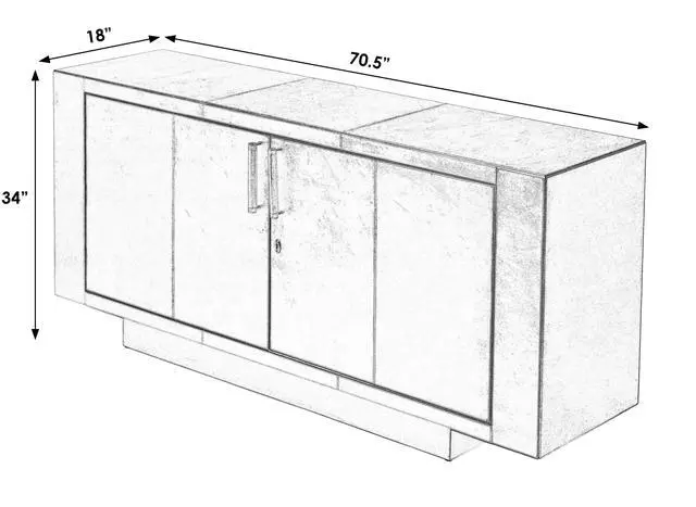 Alt view image 4 of 5 - Francois Silver Leather 70.5" Buffet Sideboard in Silver 3736435