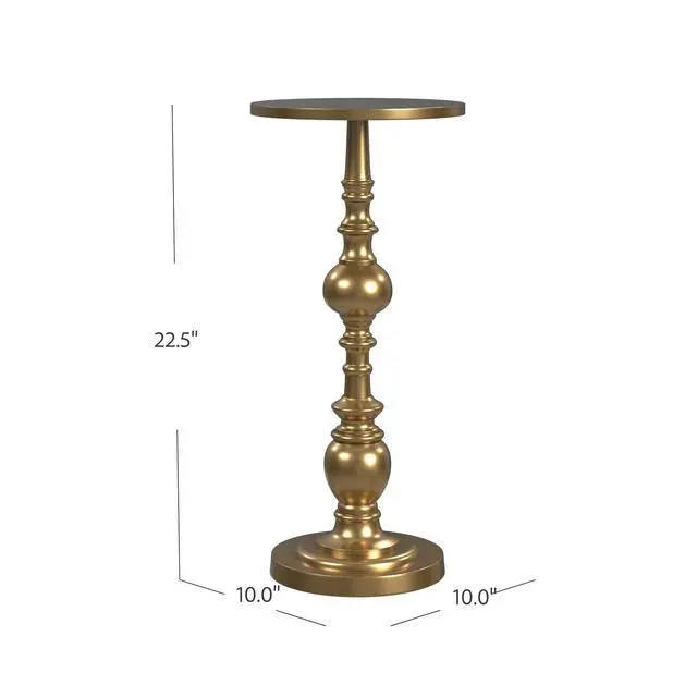 Alt view image 3 of 5 - Darien Round Pedestal 10"W Side Table in Gold 4324226
