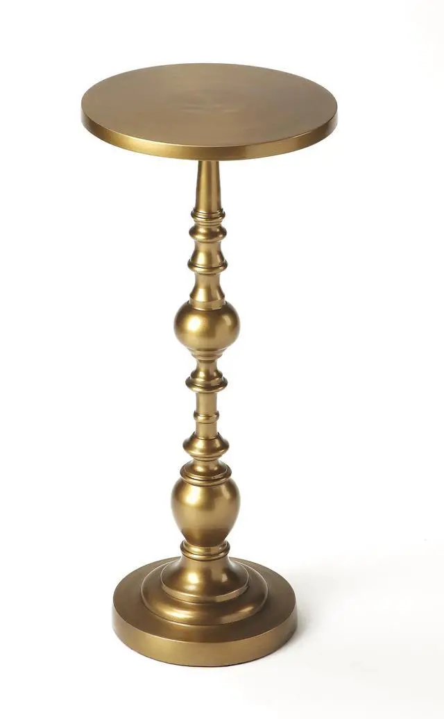 Main image of Darien Round Pedestal 10"W Side Table in Gold 4324226