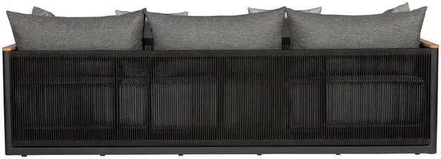 Alt view image 5 of 7 - Artesia Outdoor Patio Sofa in Teak Wood and Black Rope with Dark Gray Olefin Cushions