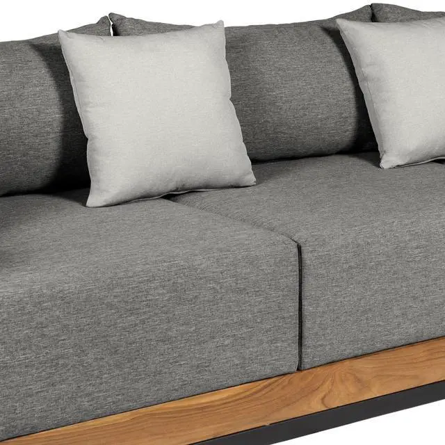 Alt view image 6 of 7 - Artesia Outdoor Patio Sofa in Teak Wood and Black Rope with Dark Gray Olefin Cushions
