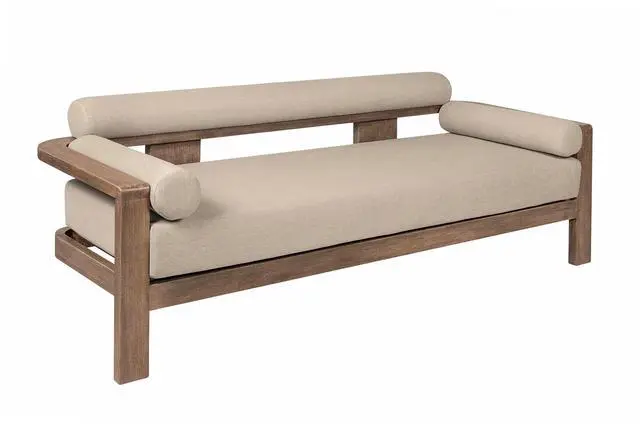 Alt view image 3 of 7 - Relic Outdoor Patio Sofa in Weathered Eucalyptus Wood with Taupe Olefin Cushions