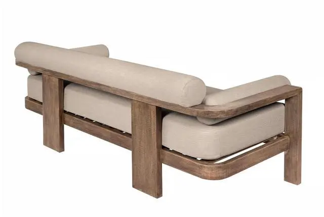 Alt view image 4 of 7 - Relic Outdoor Patio Sofa in Weathered Eucalyptus Wood with Taupe Olefin Cushions