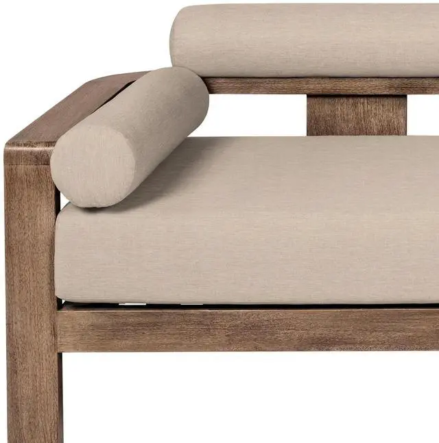 Alt view image 6 of 7 - Relic Outdoor Patio Sofa in Weathered Eucalyptus Wood with Taupe Olefin Cushions