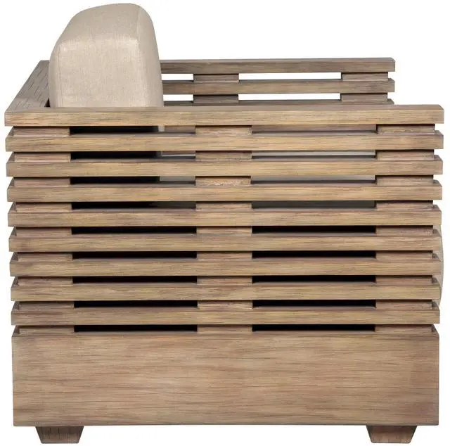 Alt view image 4 of 7 - Vivid Outdoor Patio Chair in Light Eucalyptus Wood with Taupe Olefin Cushions