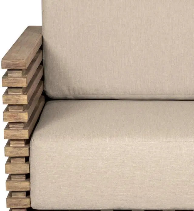 Alt view image 7 of 7 - Vivid Outdoor Patio Chair in Light Eucalyptus Wood with Taupe Olefin Cushions