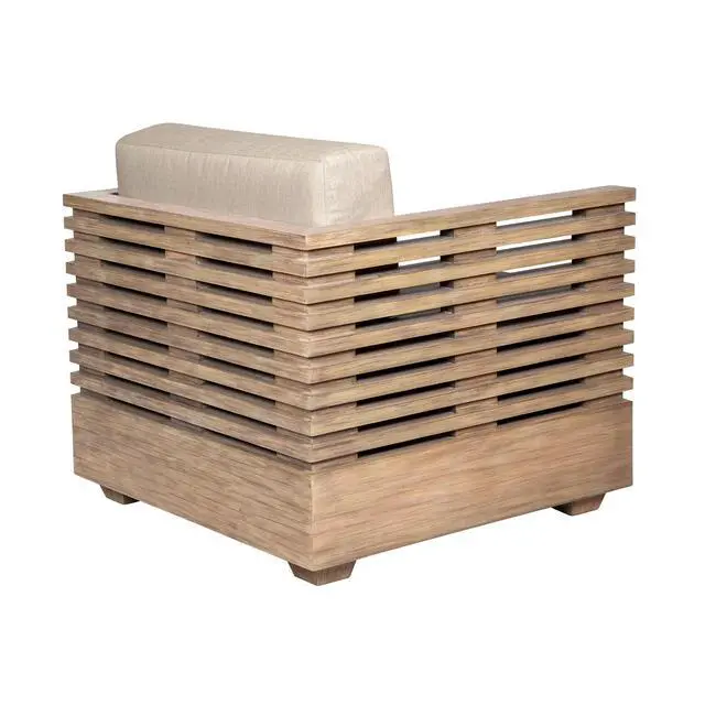 Alt view image 5 of 7 - Vivid Outdoor Patio Chair in Light Eucalyptus Wood with Taupe Olefin Cushions