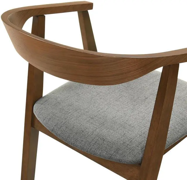 Alt view image 7 of 7 - Santana Wood Dining Chair in Walnut Finish with Charcoal Fabric - Set of 2