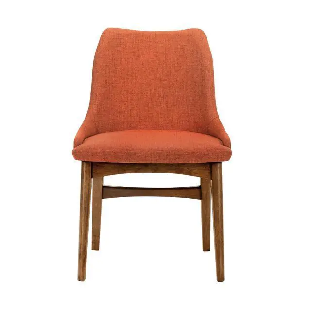 Alt view image 4 of 7 - Azalea Orange Fabric and Walnut Wood Dining Side Chairs - Set of 2
