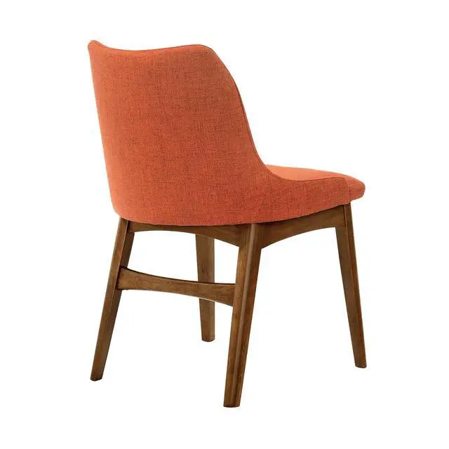 Alt view image 5 of 7 - Azalea Orange Fabric and Walnut Wood Dining Side Chairs - Set of 2