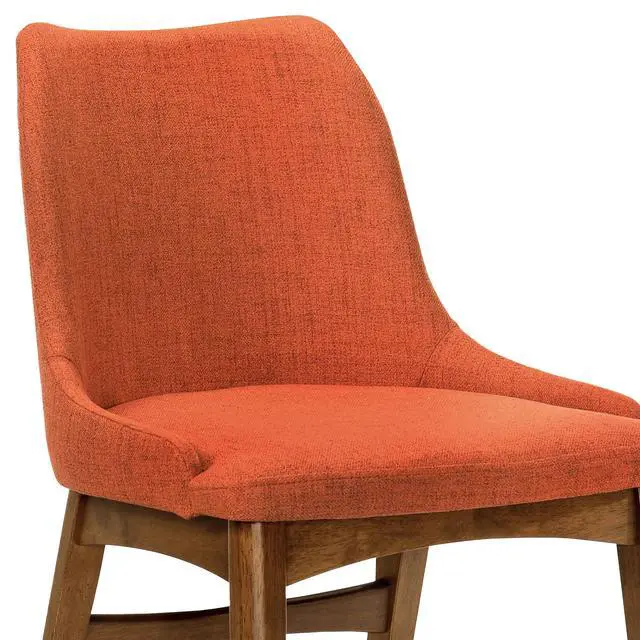 Alt view image 6 of 7 - Azalea Orange Fabric and Walnut Wood Dining Side Chairs - Set of 2