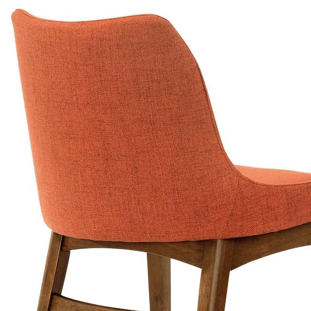 Alt view image 7 of 7 - Azalea Orange Fabric and Walnut Wood Dining Side Chairs - Set of 2