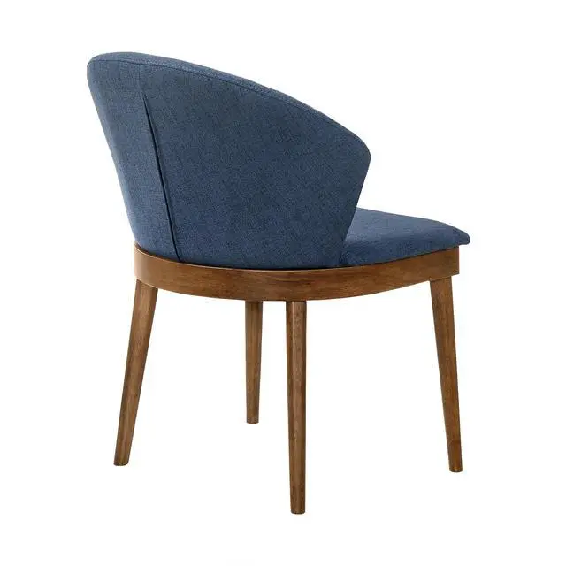 Alt view image 5 of 7 - Juno Blue Fabric and Walnut Wood Dining Side Chairs - Set of 2