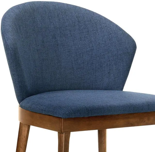 Alt view image 6 of 7 - Juno Blue Fabric and Walnut Wood Dining Side Chairs - Set of 2