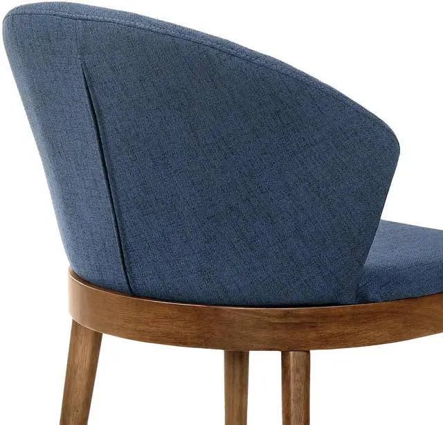 Alt view image 7 of 7 - Juno Blue Fabric and Walnut Wood Dining Side Chairs - Set of 2