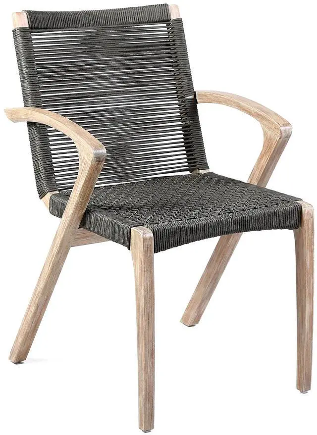 Alt view image 3 of 7 - Brielle Outdoor Light Eucalyptus Wood and Charcoal Rope Dining Chairs - Set of 2