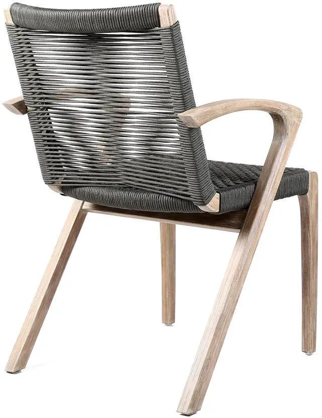 Alt view image 4 of 7 - Brielle Outdoor Light Eucalyptus Wood and Charcoal Rope Dining Chairs - Set of 2