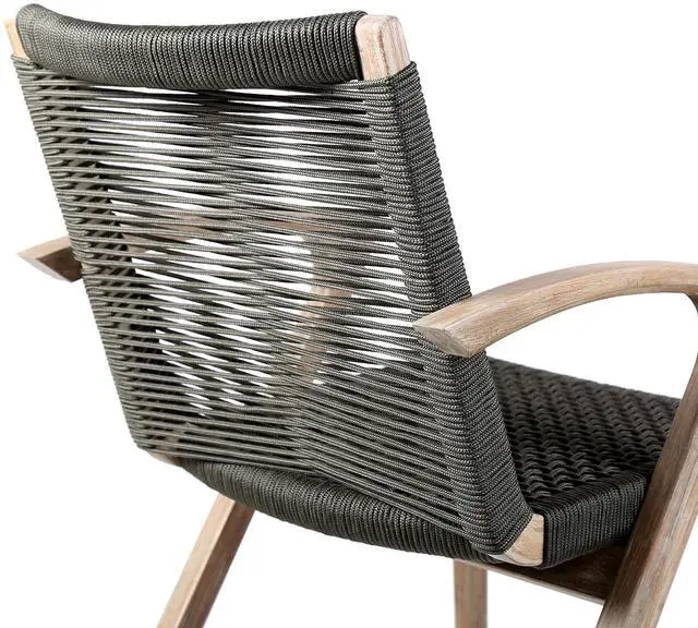 Alt view image 5 of 7 - Brielle Outdoor Light Eucalyptus Wood and Charcoal Rope Dining Chairs - Set of 2
