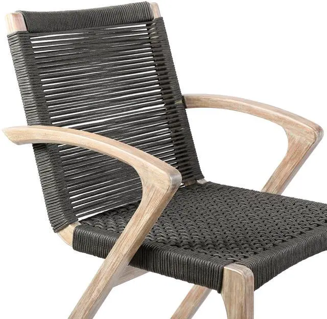 Alt view image 6 of 7 - Brielle Outdoor Light Eucalyptus Wood and Charcoal Rope Dining Chairs - Set of 2