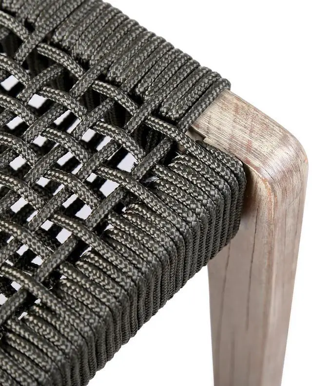 Alt view image 7 of 7 - Brielle Outdoor Light Eucalyptus Wood and Charcoal Rope Dining Chairs - Set of 2