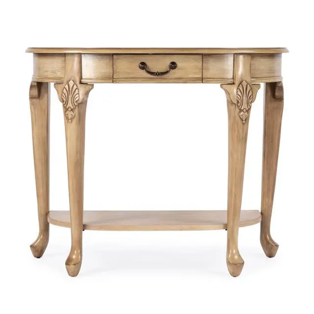 Alt view image 2 of 7 - Kimball 36" Demilune Wood Console Table with Storage in Beige 0653424