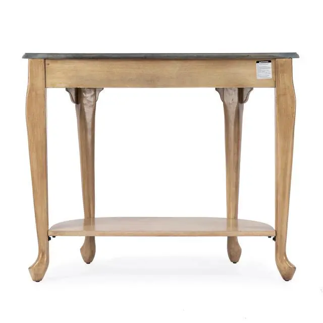 Alt view image 5 of 7 - Kimball 36" Demilune Wood Console Table with Storage in Beige 0653424