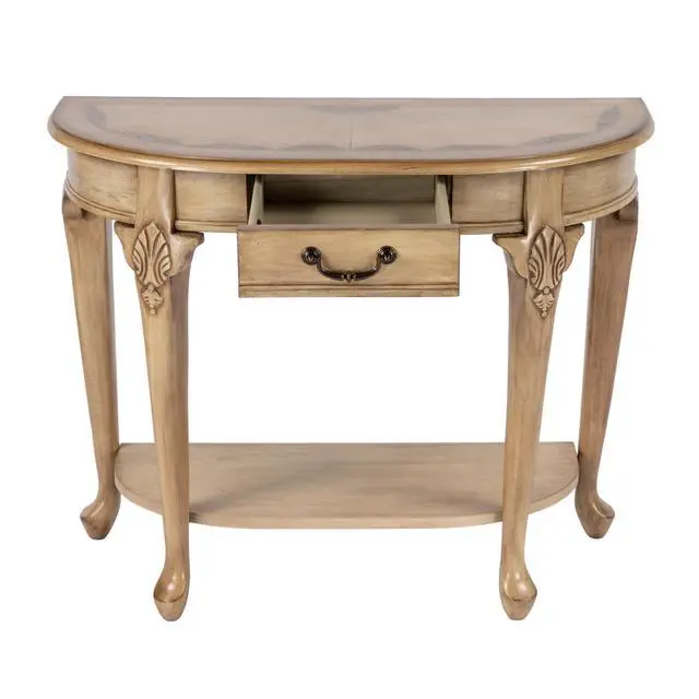 Alt view image 3 of 7 - Kimball 36" Demilune Wood Console Table with Storage in Beige 0653424