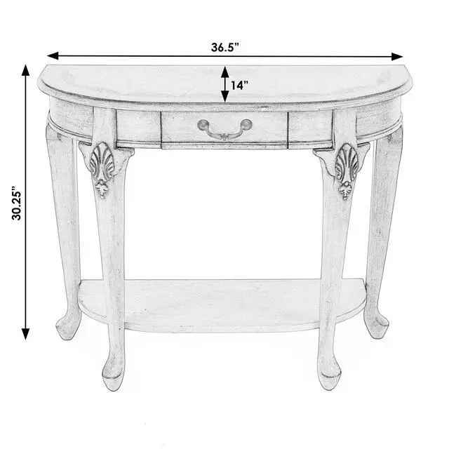 Alt view image 7 of 7 - Kimball 36" Demilune Wood Console Table with Storage in Beige 0653424