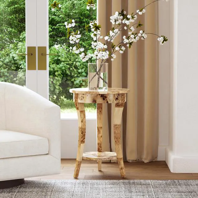 Alt view image 3 of 7 - Holdin Round 18"W Side Table in Light Brown 0992443