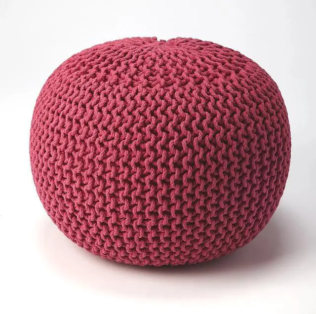 Main image of Pincushion Woven 19"W Pouffe in Pink 3689193